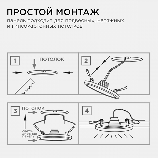 06-15 Светодиодная панель встраиваемая круглая 220В